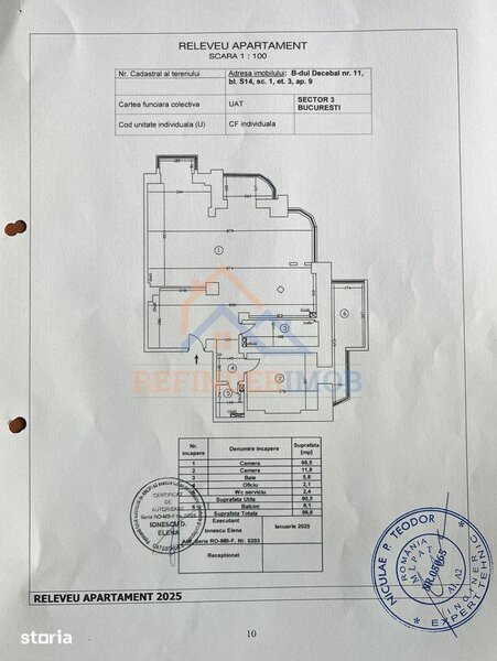 Decebal, vanzare 2 camere 99 mp.
